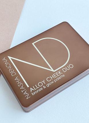 Палетка хайлайтер + бронзер natasha denona alloy cheek duo bronze &amp; glow palette 20 г4 фото