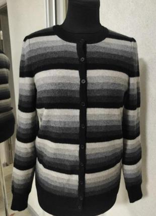 Базовая классика трендовый кашемировый свитер кардиган в полоску дорогого бренда sutton cashmere