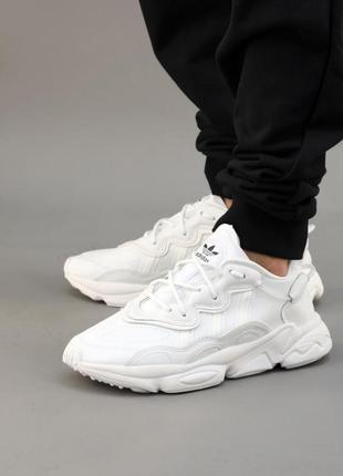 Женские кроссовки adidas ozweego adiprene full white кожаные адидас озвучго3 фото