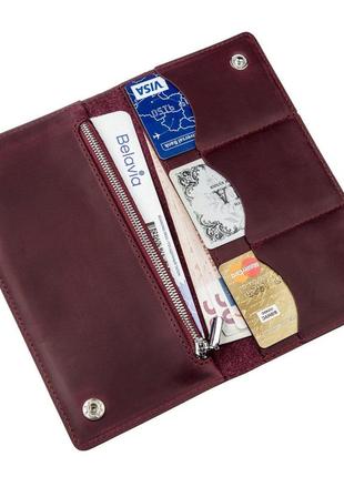 Бумажник женский на кнопках кожаный матовый shvigel 16196 бордовый4 фото
