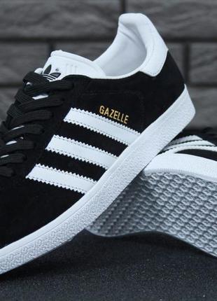 Женские кроссовки adidas gazelle white black замшевые адидас газели кеды1 фото