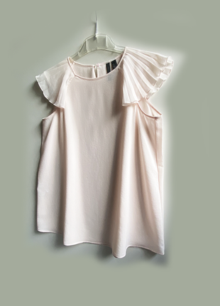 Eur 38-40 mango нежная летняя блуза короткий рукав пудровая1 фото