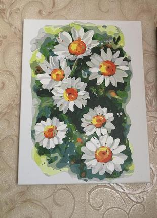 Картина "ромашки" нарисованные по номерам