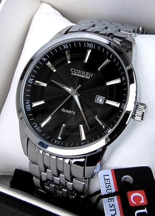 Чоловічий класичний срібний преміум наручний годинник curren / куррен
