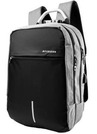 Мужской смарт-рюкзак из ткани черный с серым eterno det835-3