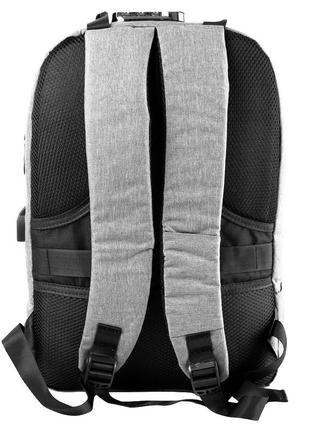Чоловічий смарт-рюкзак з тканини чорний з сірим eterno det835-34 фото