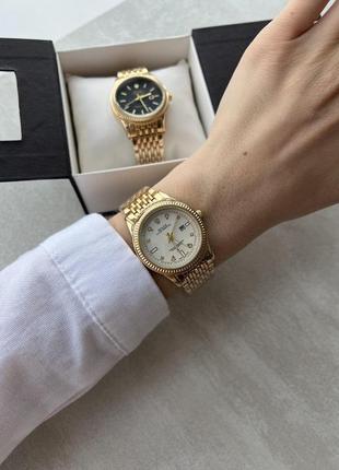 Жіночий годинник rolex gold oyster perpetual (білий, чорний) преміум