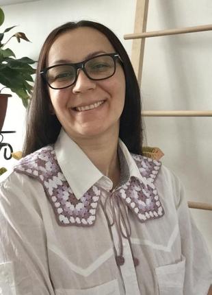 Воротник женский взрослый, мотив бабушкин квадрат, ручная работа крючком, к платью, рубашке
