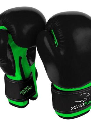 Боксерські рукавиці powerplay 3004 jr classic чорно-зелені 6 унцій5 фото