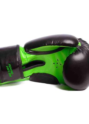 Боксерські рукавиці powerplay 3004 jr classic чорно-зелені 6 унцій4 фото