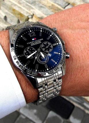 Чоловічий срібний наручний годинник томмі хілфігер, класична модель.4 фото