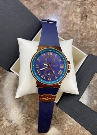Чоловічий золотий з чорним наручний годинник ulysse nardin преміум якості.5 фото