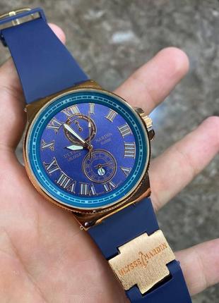 Чоловічий золотий з чорним наручний годинник ulysse nardin преміум якості.1 фото