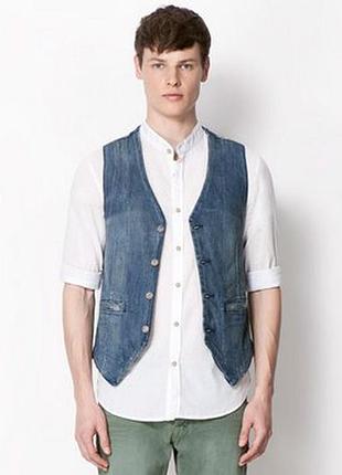 Шикарна стильна мужська джінсова жилетка на високого мужчину