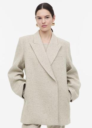 Пальто куртка оверсайз из смеси шерсти h&m premium 1023659010