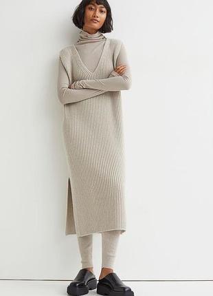 Платье в рубчик из шерсти и кашемира h&m premium 1013633001