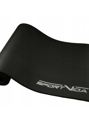 Килимок (мат) спортивний sportvida nbr 180 x 60 x 1.5 см для йоги та фітнесу sv-hk0167 black