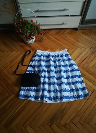 Летняя хлопковая юбка с вишивкой