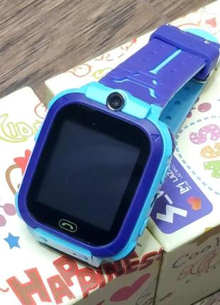 Детские смарт часы q12 smart baby watch s5 (q12) с gps водонипроницаемые синий цвет + 2 подарка6 фото