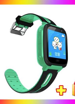 Детские смарт часы телефон smart baby watch s4 с gps зеленый цвет. умные часы + 2 подарка
