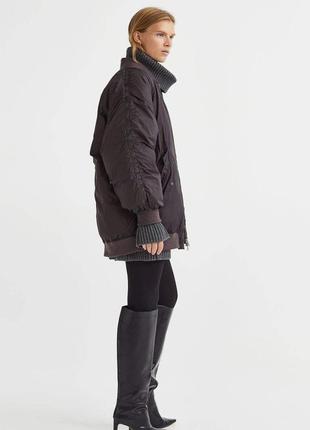 Натуральный пуховик бомбер оверсайз h&m premium 11064780022 фото