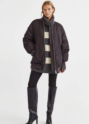 Натуральный пуховик бомбер оверсайз h&m premium 1106478002