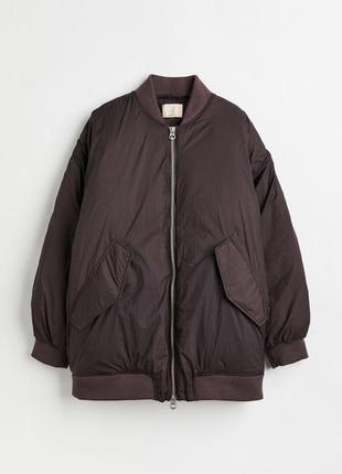 Натуральный пуховик бомбер оверсайз h&m premium 11064780024 фото