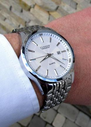 Мужские серебряные наручные premium часы curren / куррен5 фото