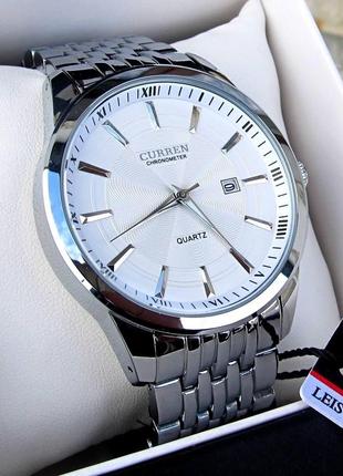 Мужские серебряные наручные premium часы curren / куррен9 фото