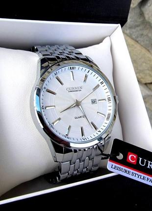 Мужские серебряные наручные premium часы curren / куррен6 фото