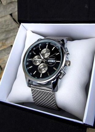Чоловічий преміум срібний наручний годинник тісот, класичний.6 фото