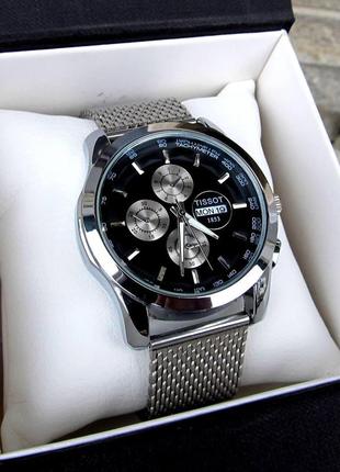 Чоловічий преміум срібний наручний годинник тісот, класичний.2 фото