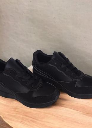 Кроссовки на шнурке чёрные обувь женская ортопедическая стелька 37р.38р.\ мод:06-4