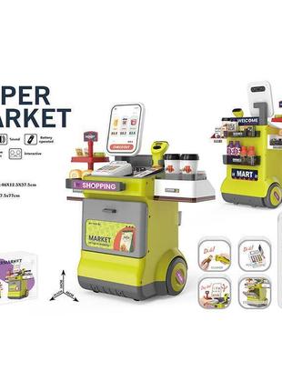 Игровой набор супермаркет (668-126) 48 элементов, звук, подсветка, сканер, продукты, купюры, монеты, на