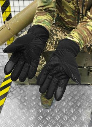 Перчатки тактические на флисе черные. перчатки военные утепленные
