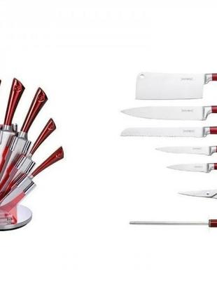 Набор кухонных нержавеющих ножей с подставкой royalty royalty line rl-kss 804 красный