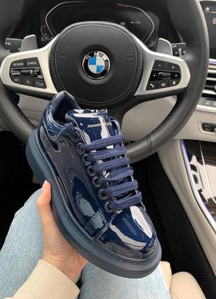 Alexander mcqueen blue  patent шикарные женские кроссовки3 фото