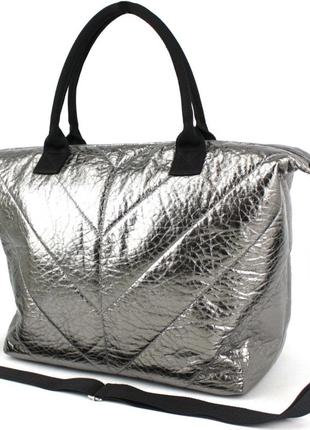Жіноча дорожня сумка зі шкірозамінника voila wallaby 28 л срібляста