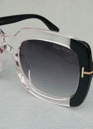 Очки в стиле tom ford  женские солнцезащитные большие квадратные черно розовые1 фото