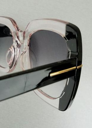 Очки в стиле tom ford  женские солнцезащитные большие квадратные черно розовые5 фото