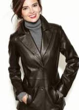 Шикарна натуральна шкіряна жіноча (кожана) куртка-піджак. мягка лаєчка розмір м,7 фото