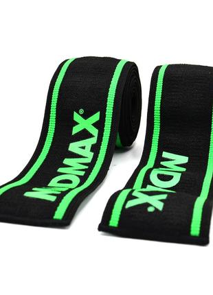 Бинти на коліна madmax mfa-299 non slide & slip knee wraps 2.0m black/green3 фото