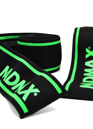 Бинти на коліна madmax mfa-299 non slide & slip knee wraps 2.0m black/green8 фото