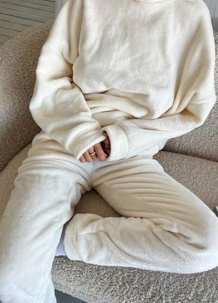 Домашний теплый костюм, пижама, махра