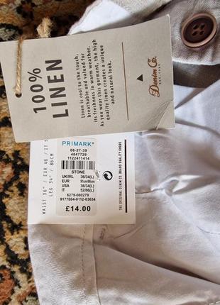 Фирменные английские льняные брюки чинос denim co, новые с бирками, размер 36/34.100% лен.8 фото