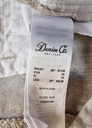 Фирменные английские льняные брюки чинос denim co, новые с бирками, размер 36/34.100% лен.9 фото