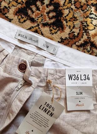 Фирменные английские льняные брюки чинос denim co, новые с бирками, размер 36/34.100% лен.6 фото