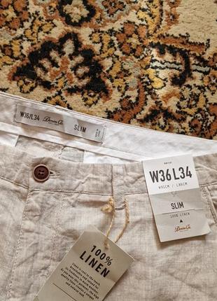 Фирменные английские льняные брюки чинос denim co, новые с бирками, размер 36/34.100% лен.5 фото