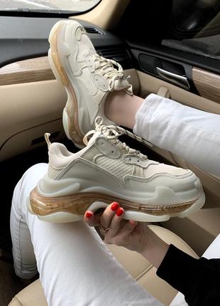 Balenciaga triple s transparent crystal шикарные женские кроссовки6 фото