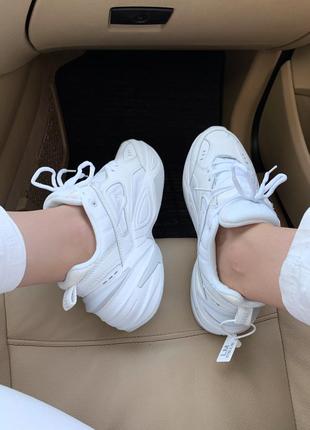 Nike m2k white шикарные женские кроссовки найк белые6 фото